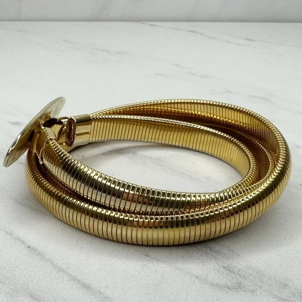 Vintage Gold Tone Coil Stretch Cinch Belt Small (S) ✨